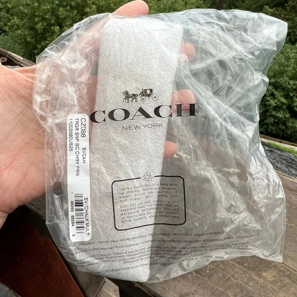 NWT! COACH Trigger Snap Bag Charm w Cherry Print CZ088